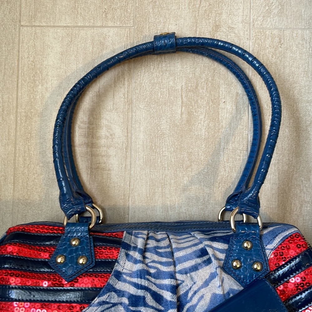 Sharif Denim 1827 Patriotic Bag With Stars & Stripes Sequins & Studs Bag - Picture 8 of 16